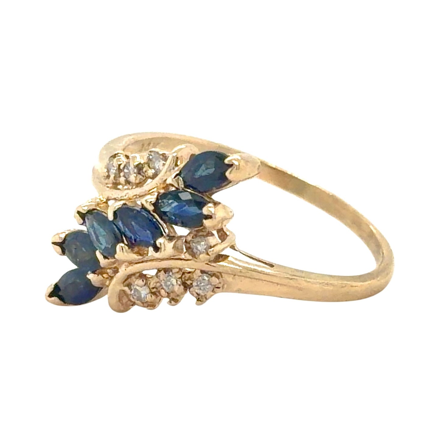 1/2ctw Sapphire & Diamond 14k Yellow Gold Ring 2.7g Size 8.75