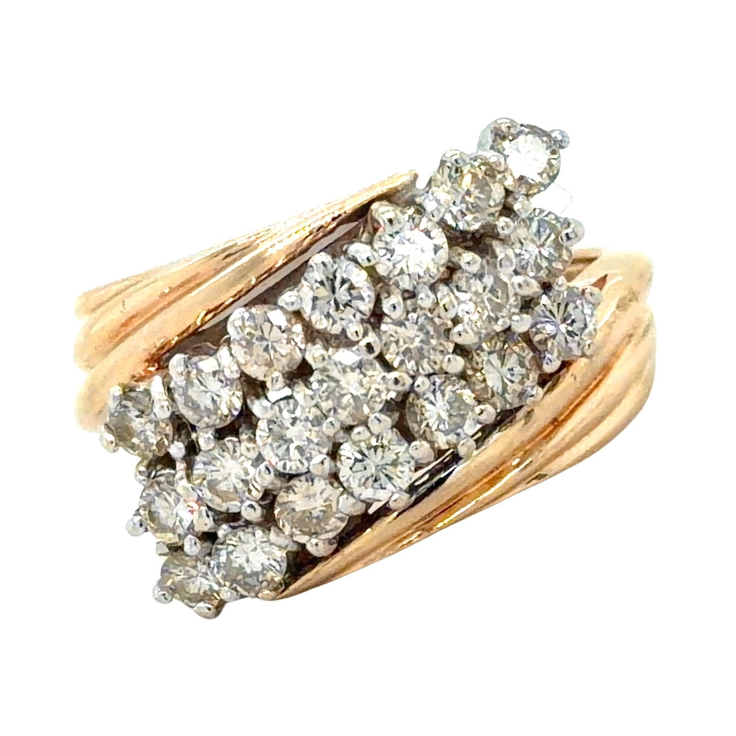 4/5ctw Diamond 14k Yellow Gold Cocktail Ring 7.7g Size 6.25