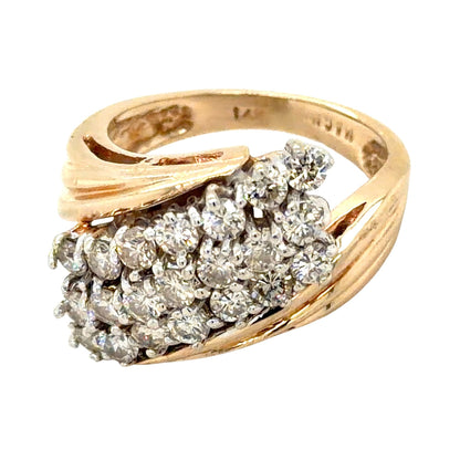 4/5ctw Diamond 14k Yellow Gold Cocktail Ring 7.7g Size 6.25
