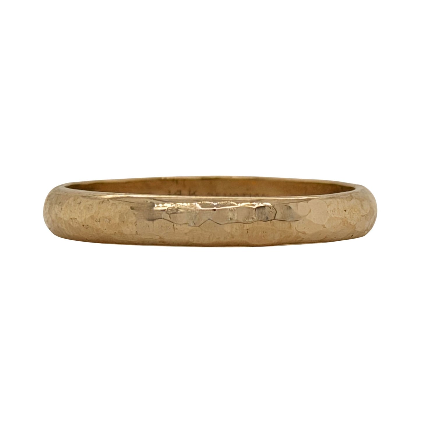 3.5mm 14k Yellow Gold Hammered Finish Band Ring 4.2g Size 11.5