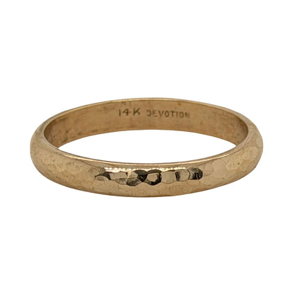 3.5mm 14k Yellow Gold Hammered Finish Band Ring 4.2g Size 11.5
