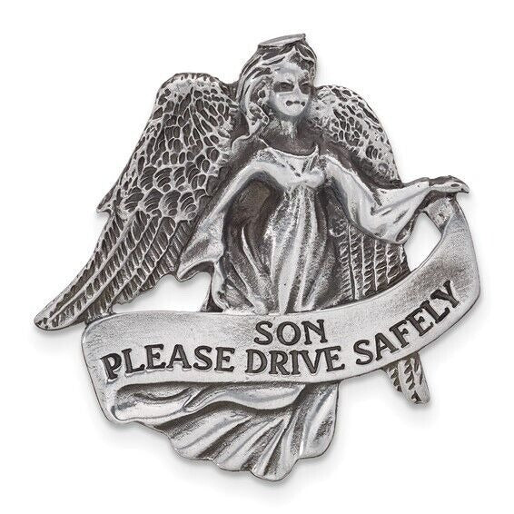 Pewter Finish SON PLEASE DRIVE SAFELY Guardian Angel Visor Clip