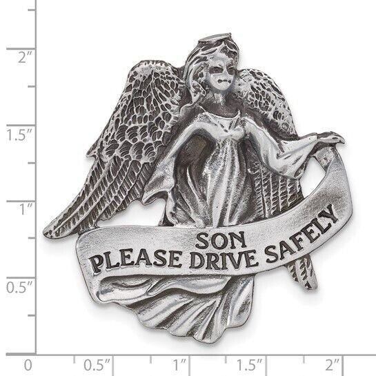 Pewter Finish SON PLEASE DRIVE SAFELY Guardian Angel Visor Clip