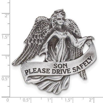 Pewter Finish SON PLEASE DRIVE SAFELY Guardian Angel Visor Clip