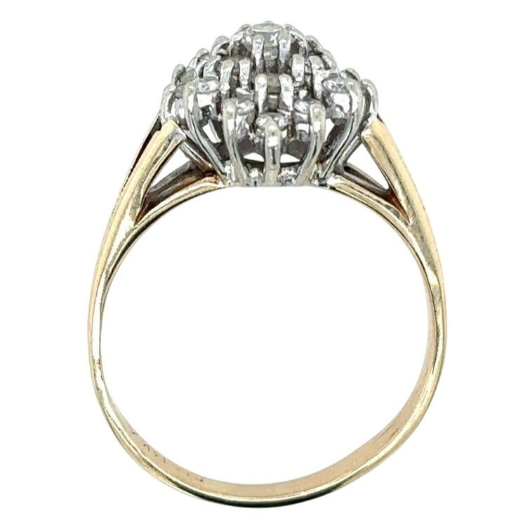 14k Yellow Gold 1/4ctw Diamond Cluster Size 5.5 Engagement Ring 3.0g