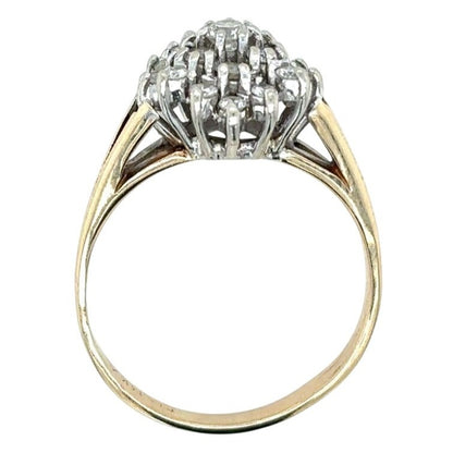 14k Yellow Gold 1/4ctw Diamond Cluster Size 5.5 Engagement Ring 3.0g