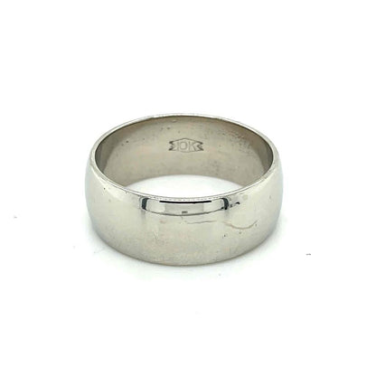 7.4mm Wedding Band Ring REAL Solid 10K White Gold 5.5 g Size 7.25