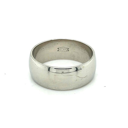 7.4mm Wedding Band Ring REAL Solid 10K White Gold 5.5 g Size 7.25