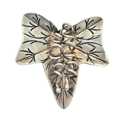 Vintage Solid .925 Sterling Silver Floral Pendant 7.4g Leaf Design