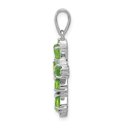 Sterling Silver Peridot & Diamond Cross Pendant