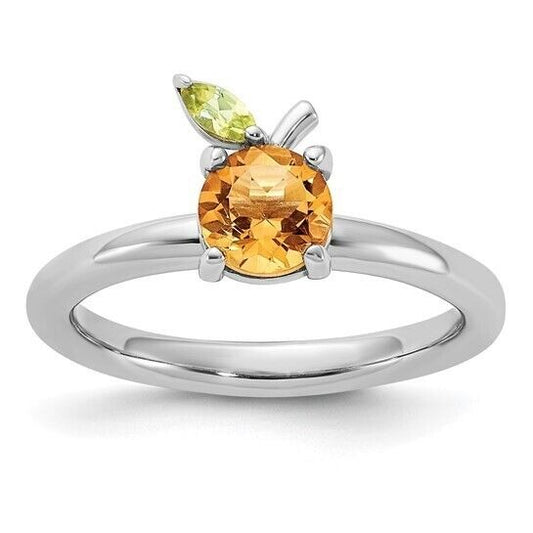 Sterling Silver Stackable Expressions Citrine Peridot Orange Ring Size 8