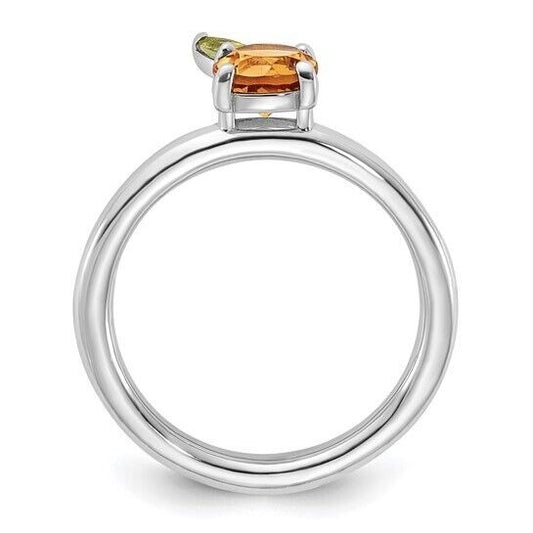 Sterling Silver Stackable Expressions Citrine Peridot Orange Ring Size 8