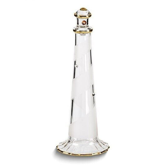 Glass Baron Lighthouse Handcrafted Glass Figurine with 22k Gold Trim