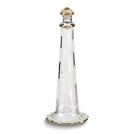 Glass Baron Lighthouse Handcrafted Glass Figurine with 22k Gold Trim
