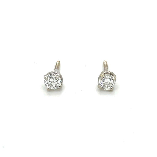 1/2 Ctw Diamond Stud Earrings Real Solid 18k White Gold With 14k Backs 1.0g Clarity SI 2-3