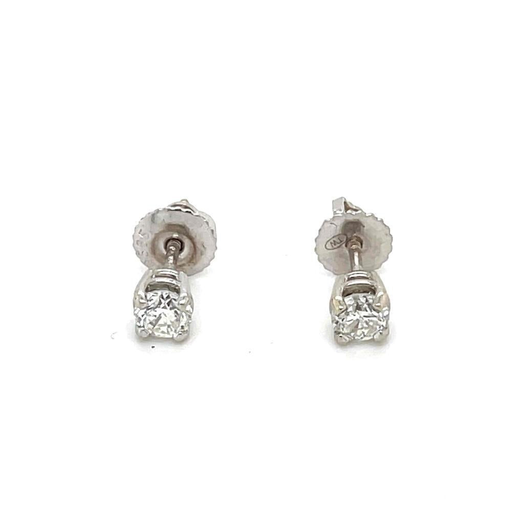 1/2 Ctw Diamond Stud Earrings Real Solid 18k White Gold With 14k Backs 1.0g Clarity SI 2-3