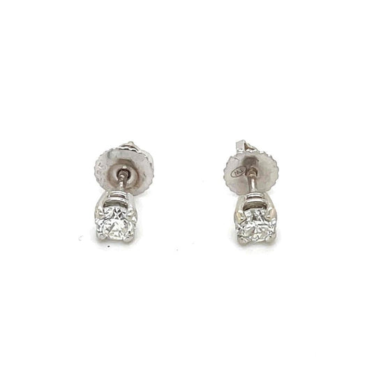 1/2 Ctw Diamond Stud Earrings Real Solid 18k White Gold With 14k Backs 1.0g Clarity SI 2-3