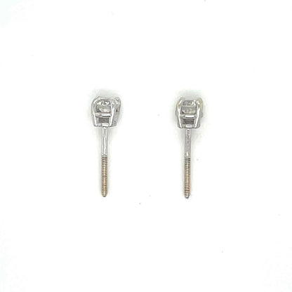 1/2 Ctw Diamond Stud Earrings Real Solid 18k White Gold With 14k Backs 1.0g Clarity SI 2-3