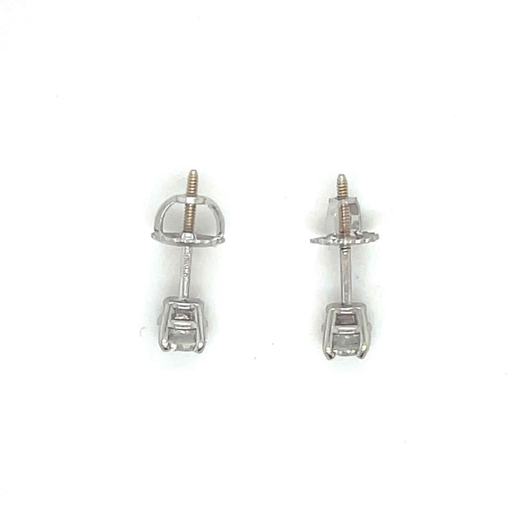 1/2 Ctw Diamond Stud Earrings Real Solid 18k White Gold With 14k Backs 1.0g Clarity SI 2-3