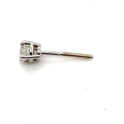 1/2 Ctw Diamond Stud Earrings Real Solid 18k White Gold With 14k Backs 1.0g Clarity SI 2-3