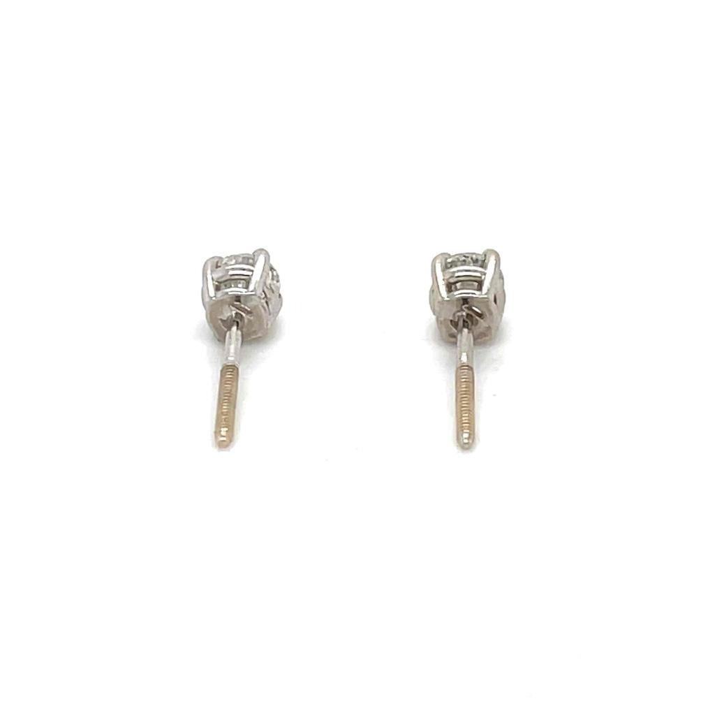 1/2 Ctw Diamond Stud Earrings Real Solid 18k White Gold With 14k Backs 1.0g Clarity SI 2-3