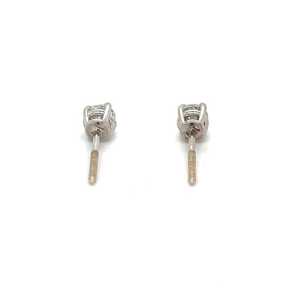 1/2 Ctw Diamond Stud Earrings Real Solid 18k White Gold With 14k Backs 1.0g Clarity SI 2-3