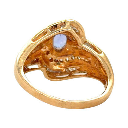 Diamond & Tanzanite 10k Yellow Gold Cocktail Ring 5.2g Size 7.25