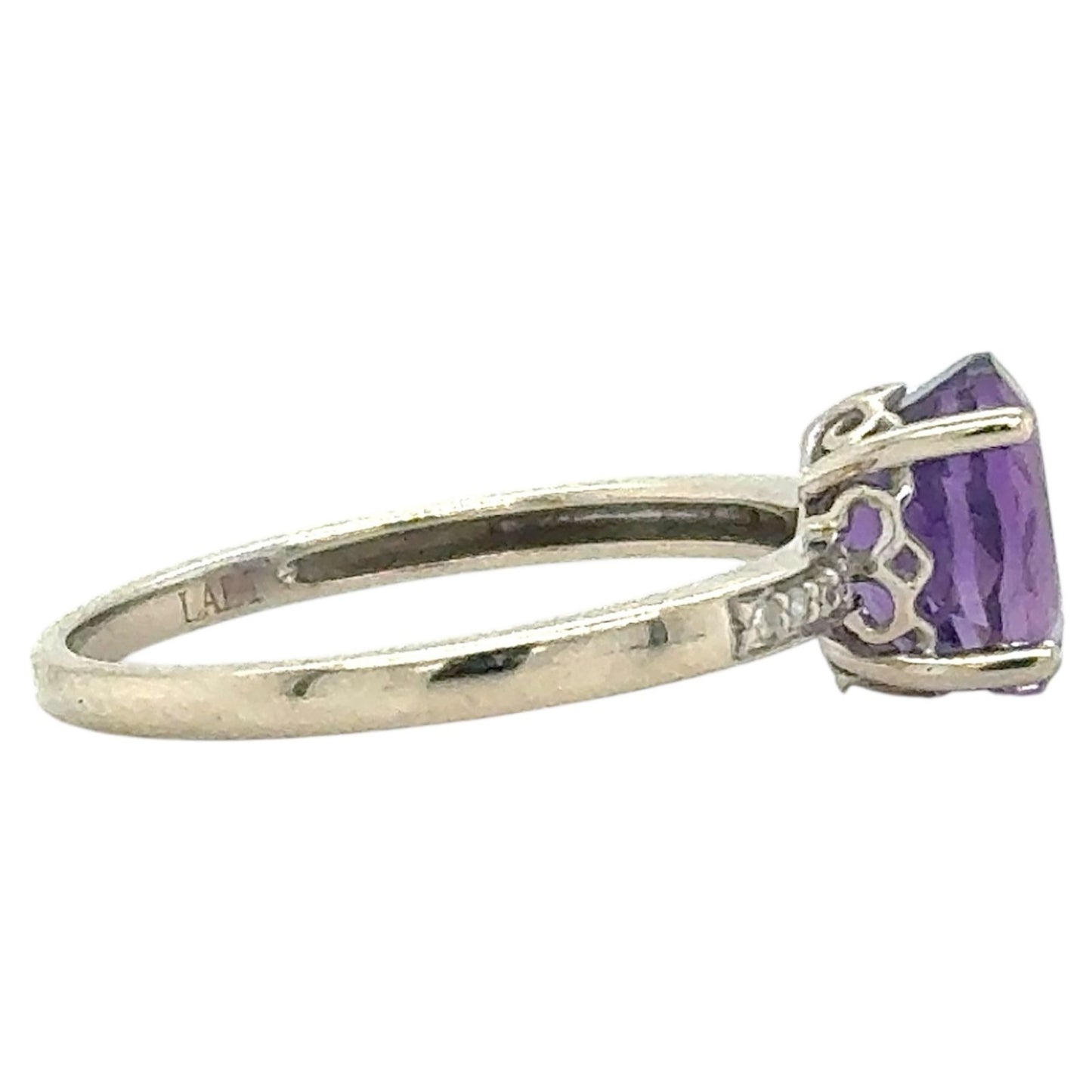 Amethyst & Diamond 14k White Gold Ring 1.9g Size 7