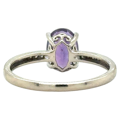 Amethyst & Diamond 14k White Gold Ring 1.9g Size 7