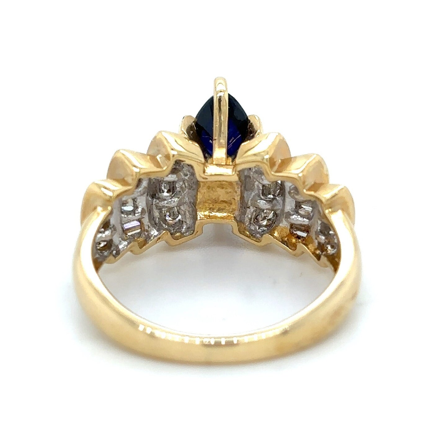 Imitation Sapphire & 1/2ct Diamond 14k Yellow Gold Ring 5.2g Size 6