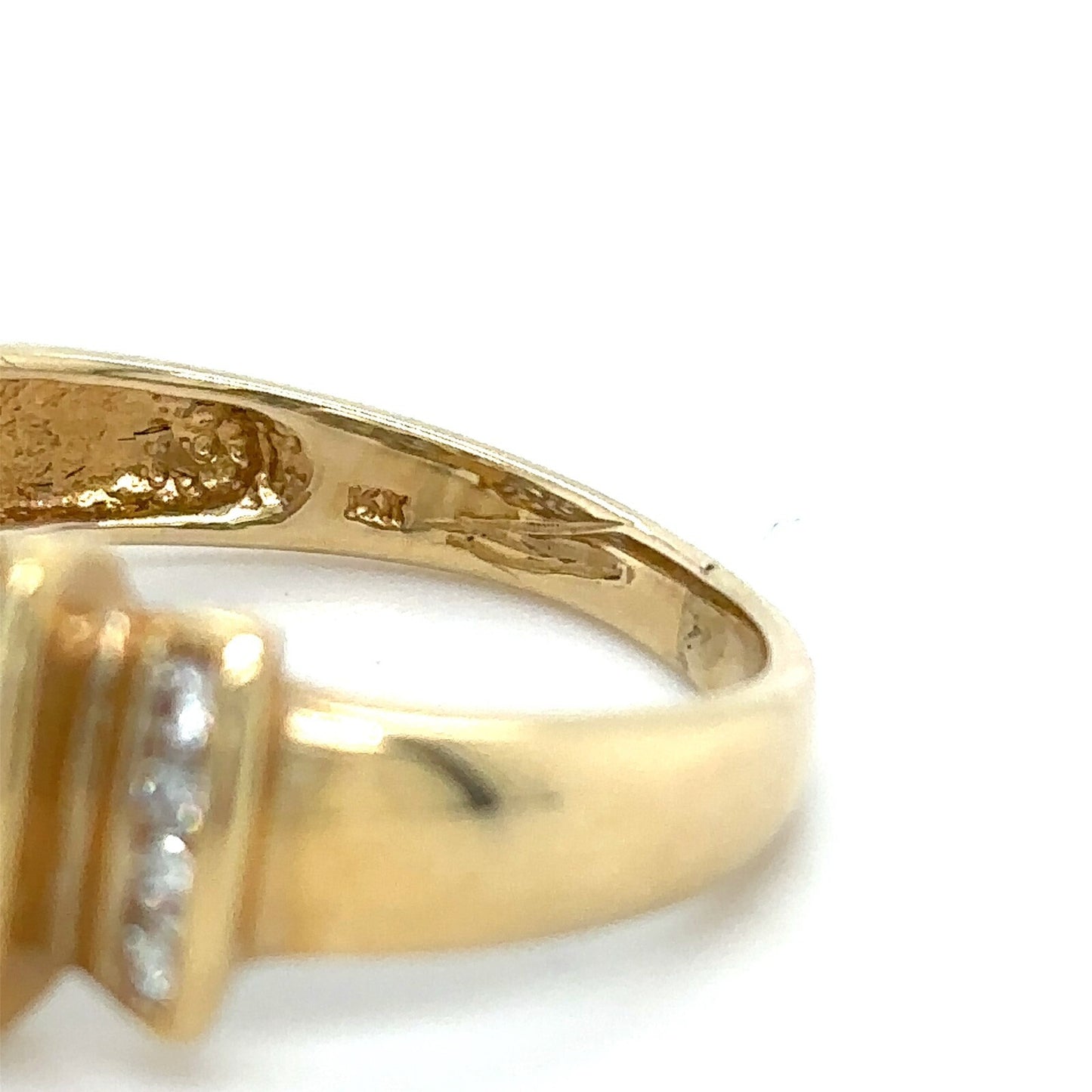 Imitation Sapphire & 1/2ct Diamond 14k Yellow Gold Ring 5.2g Size 6