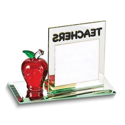 Glass Baron TEACHERS Sentiment with Glass Apple Figurine
