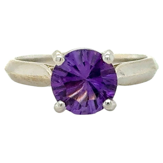 2.20ct Amethyst Solitaire 14k White Gold Ring 3.4g Size 6.5