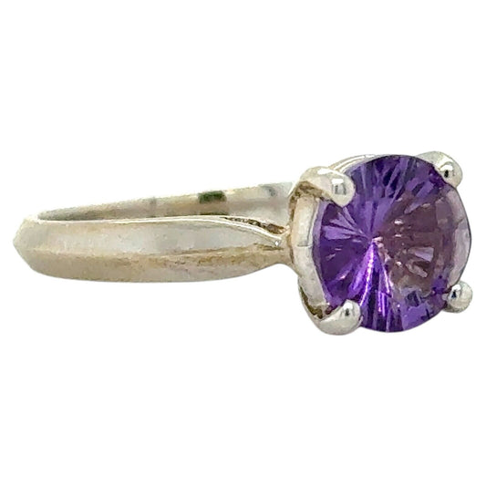 2.20ct Amethyst Solitaire 14k White Gold Ring 3.4g Size 6.5