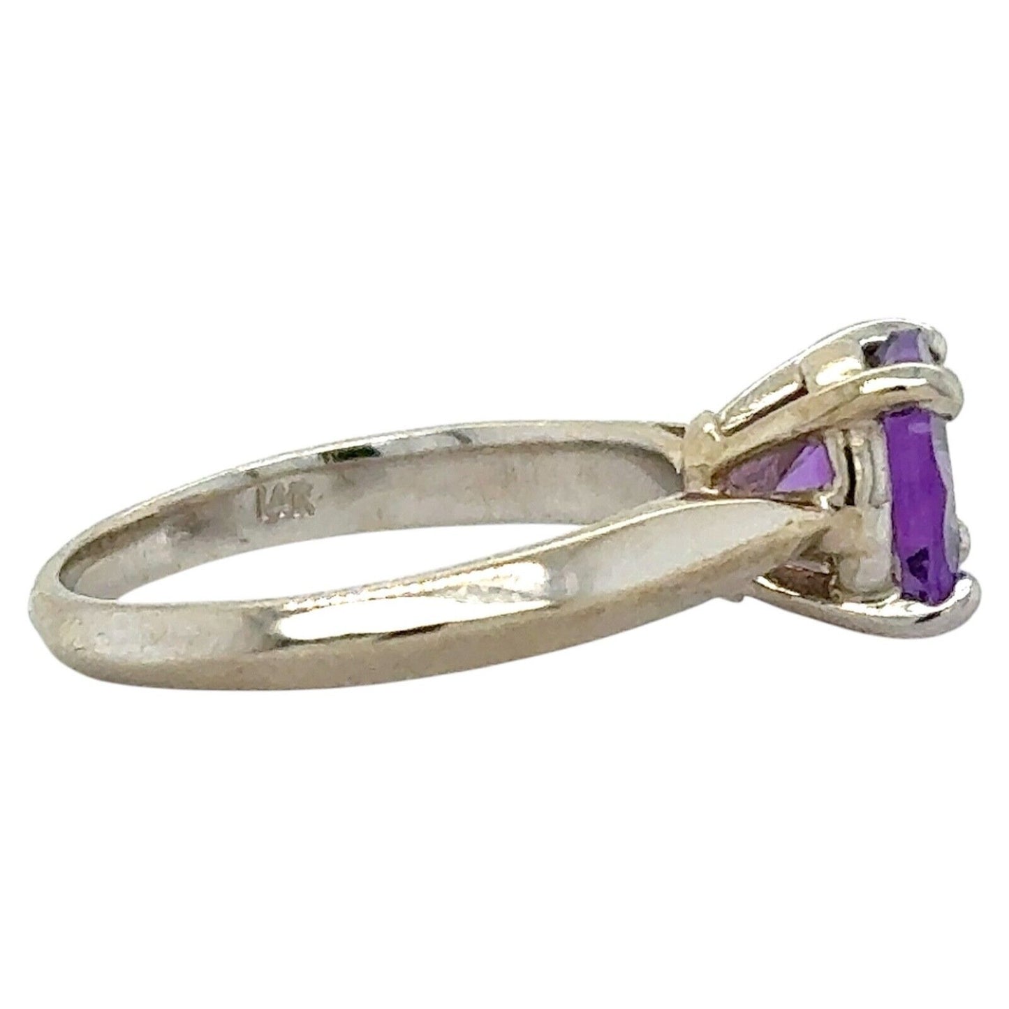 2.20ct Amethyst Solitaire 14k White Gold Ring 3.4g Size 6.5