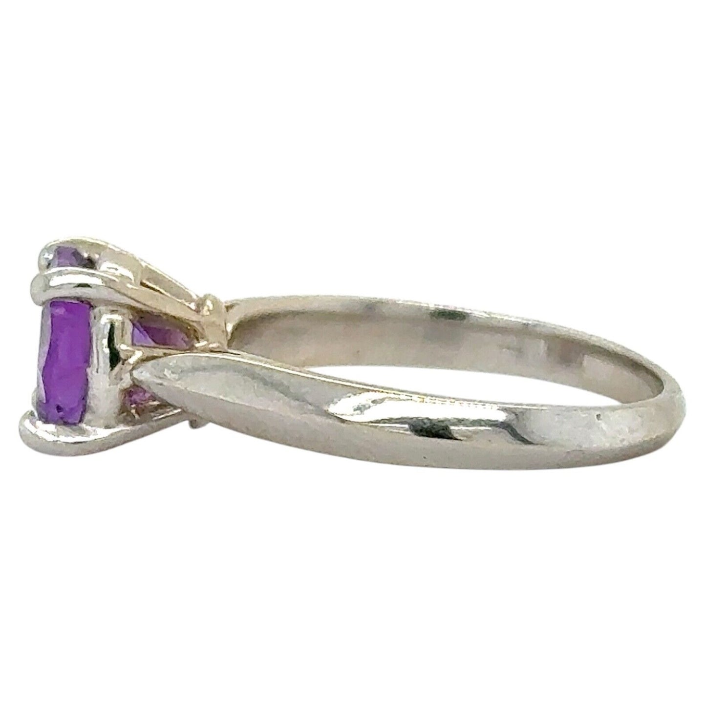 2.20ct Amethyst Solitaire 14k White Gold Ring 3.4g Size 6.5