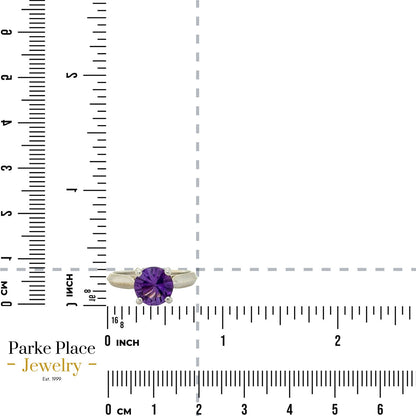 2.20ct Amethyst Solitaire 14k White Gold Ring 3.4g Size 6.5