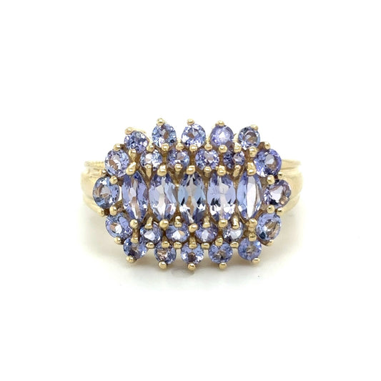 Tanzanite Cluster 14k Yellow Gold Ring 4.3g Size 9.75