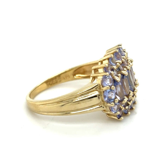 Tanzanite Cluster 14k Yellow Gold Ring 4.3g Size 9.75