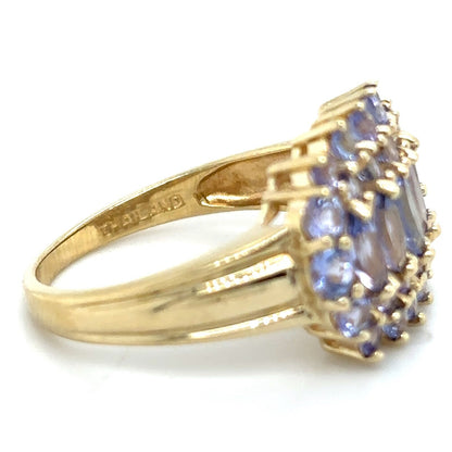 Tanzanite Cluster 14k Yellow Gold Ring 4.3g Size 9.75