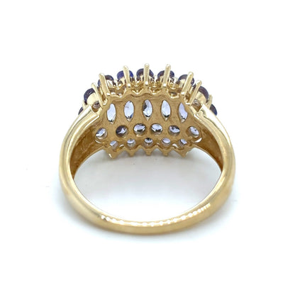 Tanzanite Cluster 14k Yellow Gold Ring 4.3g Size 9.75
