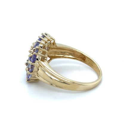 Tanzanite Cluster 14k Yellow Gold Ring 4.3g Size 9.75