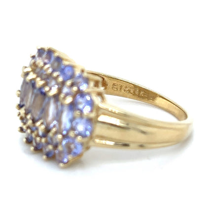 Tanzanite Cluster 14k Yellow Gold Ring 4.3g Size 9.75