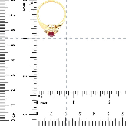 3/4ct Created Ruby With 1/4ctw Diamond 14k Yellow Gold Ring 3.2g Size 6.25
