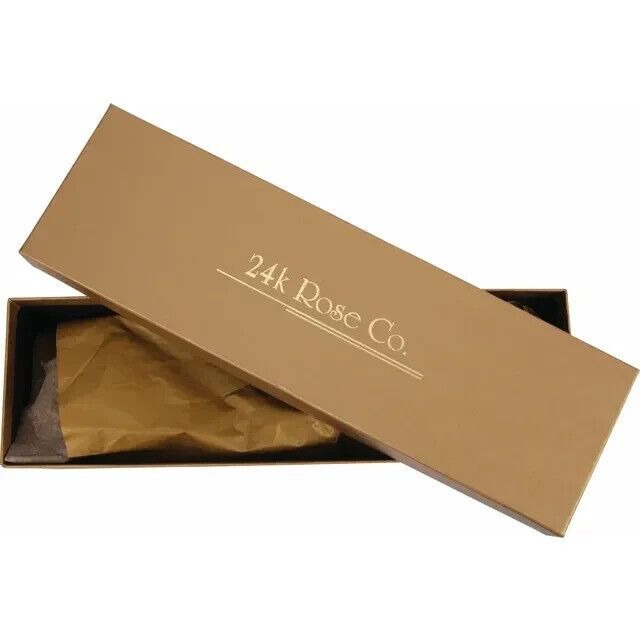 Real Semi Opened Lacquered Cream Red Colored Rose with 24k Gold Trim