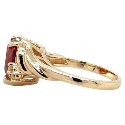 Heart Spessartite Garnet with Diamond Accents 14k Yellow Gold Ring 5.4g Size 7