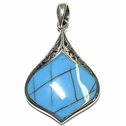 Sterling Silver Turquoise Color Teardrop Pendant