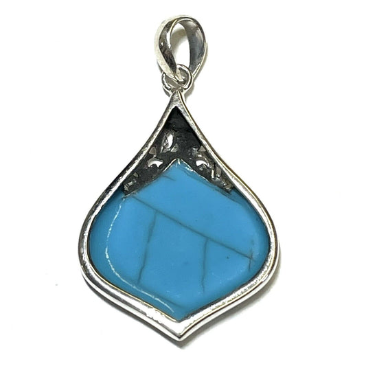 Sterling Silver Turquoise Color Teardrop Pendant