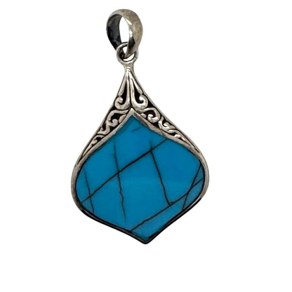 Sterling Silver Turquoise Color Teardrop Pendant