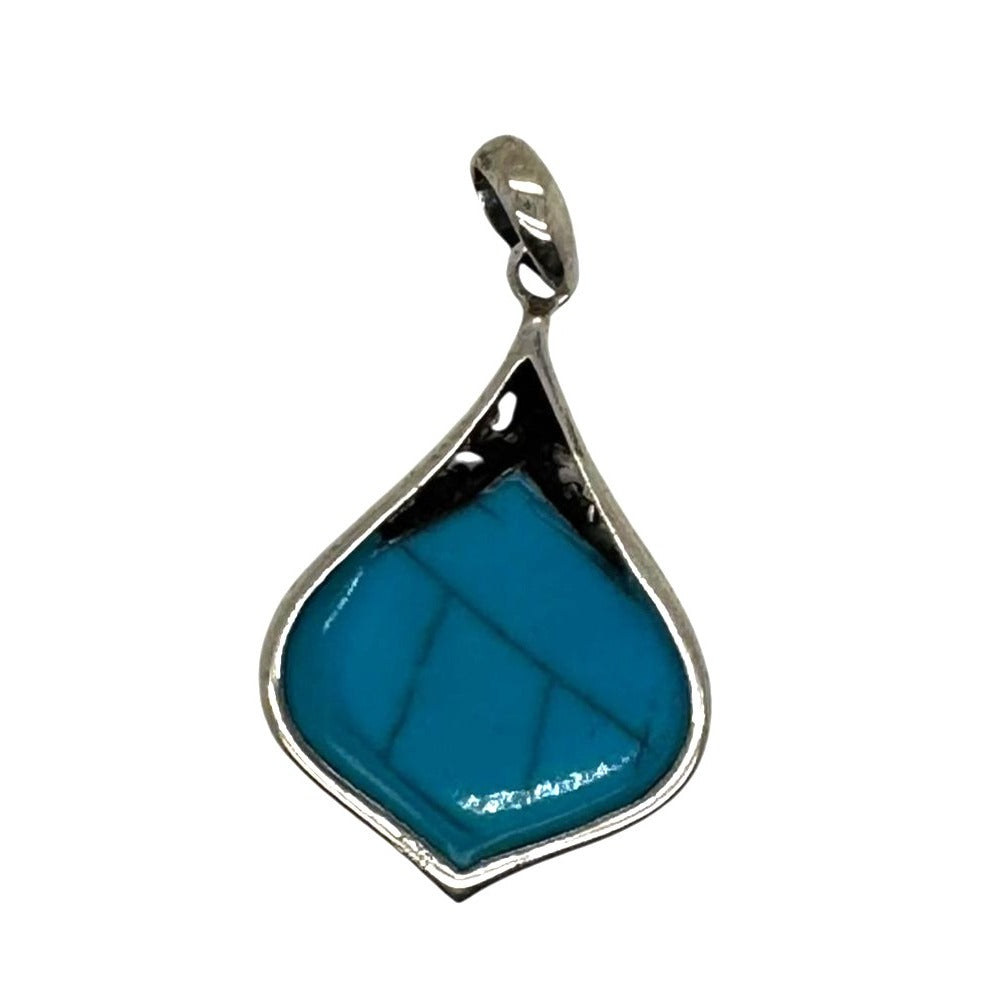 Sterling Silver Turquoise Color Teardrop Pendant
